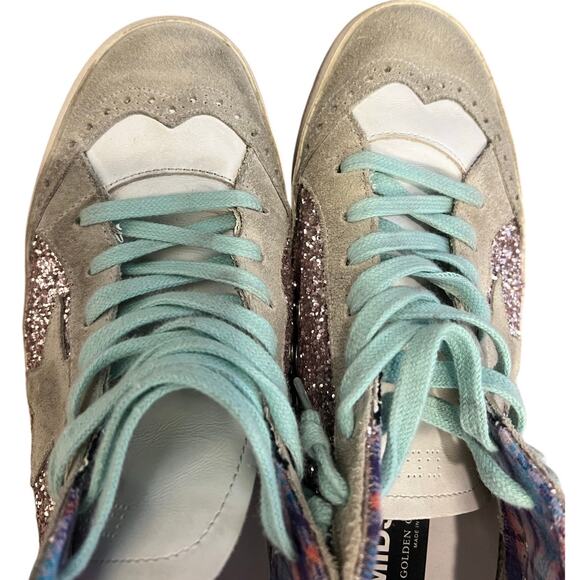 Golden Goose Mid Star Glitter Sneakers Pink Blue Size 39 US 9 - Picture 2 of 9
